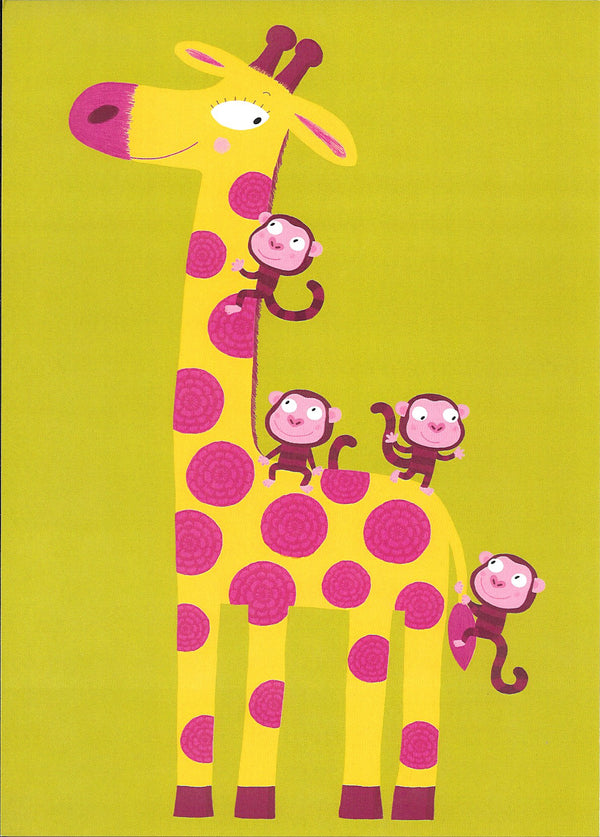 La Girafe et les Singes by Nathalie Choux - 8 X 6 Inches (10 Postcards)