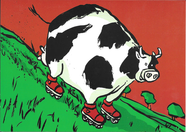 La Vache a Roulettes by Antonin Louchard - 8 X 6 Inches (10 Postcards)