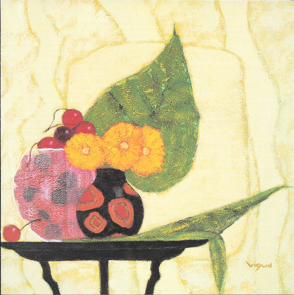 Large Leaves and Bouquet by André Vigud - 6 X 6 Inches (10 Postcards)