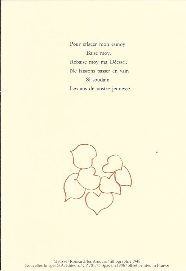 Les Amours by Matisse Ronsard - 4 X 6 Inches (10 Postcards)