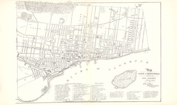 Map of the City of Montreal by R. D. Wilson - 16 X 25 inches (Lithograph)