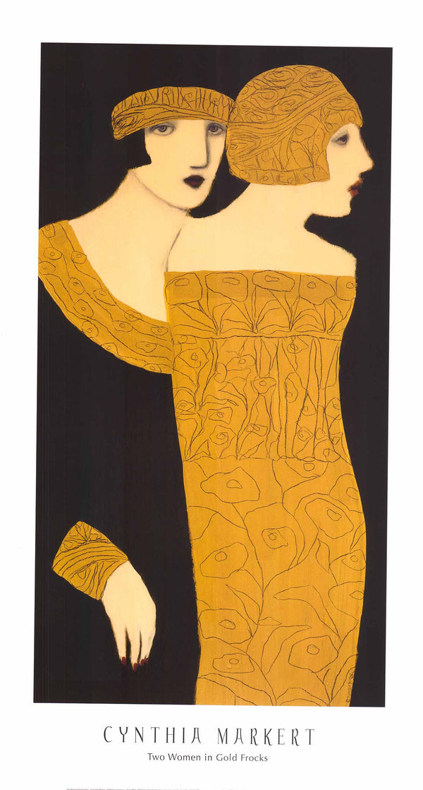 Two Women in Gold Frocks by Cynthia Markert - 20 X 36 Inches (Art Print)