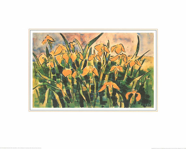 Irises, 1941 by Karl Schmidt-Rottluff - 16 X 20 Inches (Watercolour / Aquarelle)