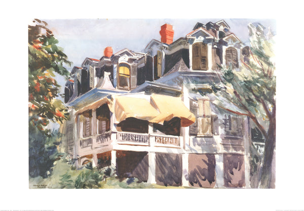 The Mansard Roof, 1923 by Edward Hopper - 28 X 40 Inches (Watercolour / Aquarelle)
