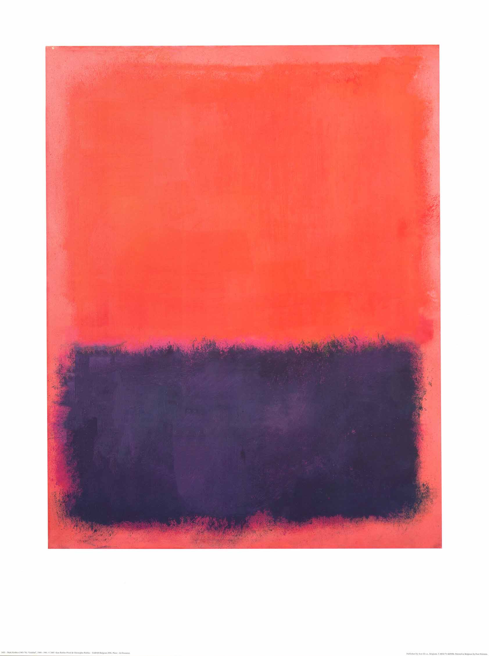Untitled Rothko Works Untitled, 1960-1961 by Mark Rothko - 24 X 32 Inches (Offset Lithograph ...