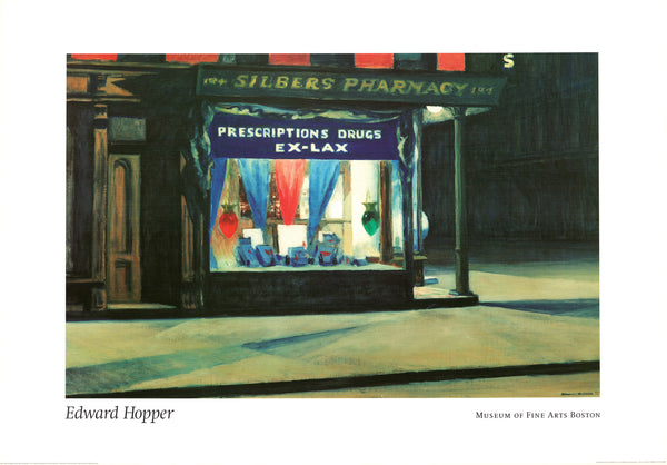 Drug Store, 1927 by Edward Hopper - 28 X 40 Inches (Offset Lithograph)