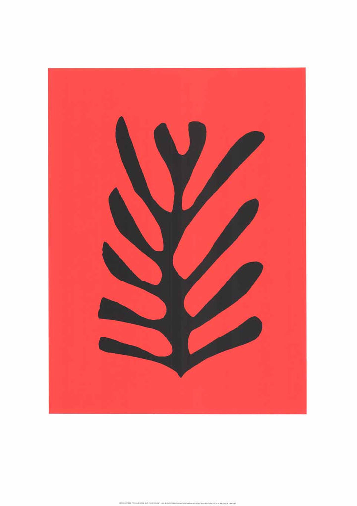 Black Leaf on Red Background, 1947 by Henri Matisse - 20 X 28 Inches (Silkscreen / Sérigraphie)
