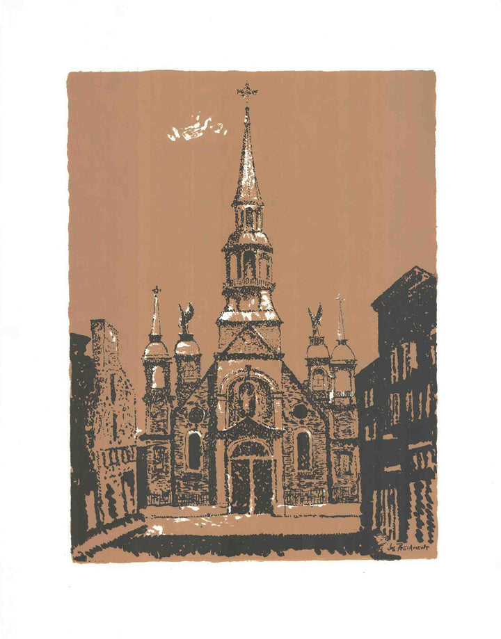 Bonsecours Church, Montreal by Joseph Prezament - 26 X 33 Inches (Silkscreen / Serigraph)