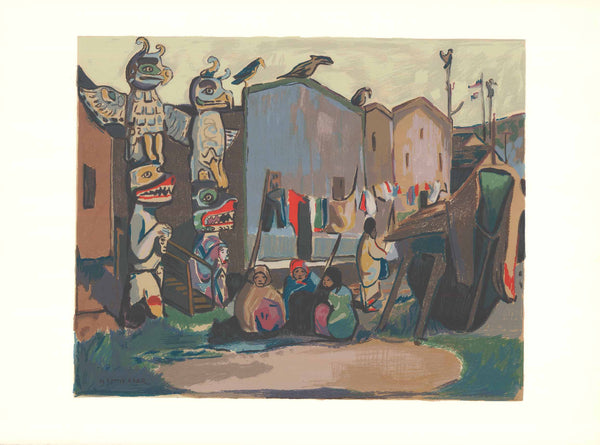 Indian Village Alert Bay by Emily Carr - 26 X 35 Inches (Silkscreen / Serigraph)