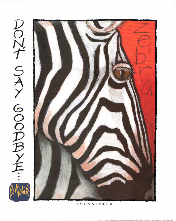 Zebra, 1994 by B. Michèle Maynard - 16 X 20 Inches (Art Print)