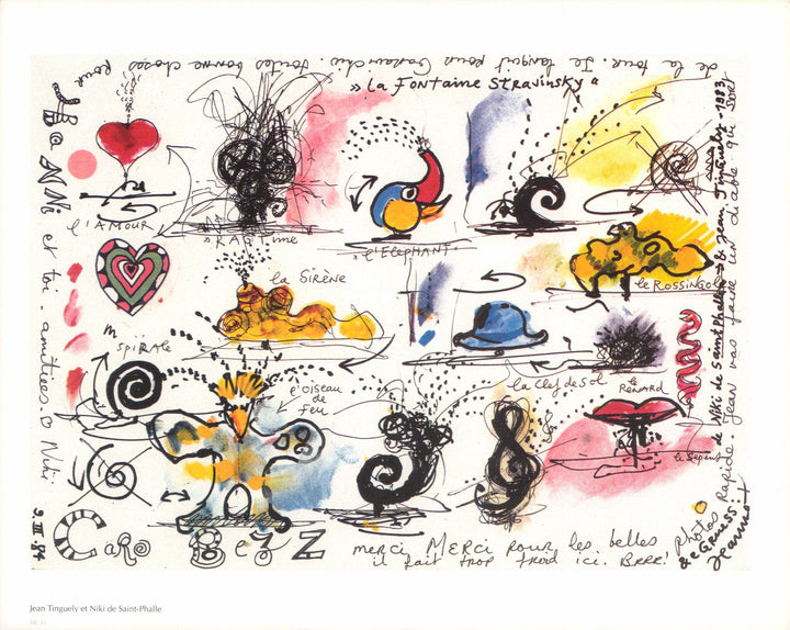 La Fontaine Stravinsky, 1983 by Jean Tinguely et Niki de Saint-Phalle - 10 X 12 Inches (Art Print)