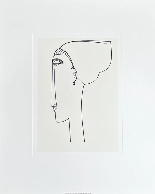 Head in Profile, 1911 by Amedeo Modigliani - 20 X 24 Inches (Silkscreen / Sérigraphie)