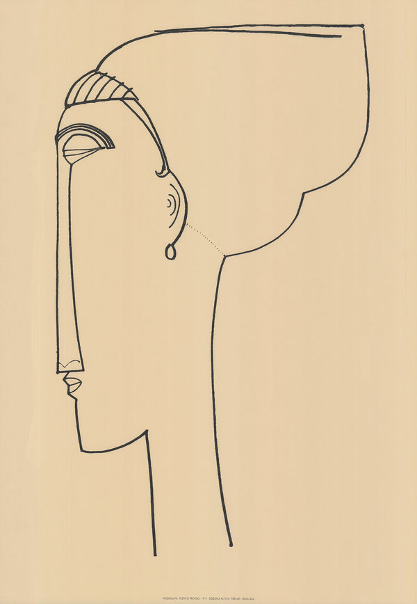 Head of Profile, 1911 by Amedeo Modigliani - 28 X 40 Inches (Silkscreen / Sérigraphie)