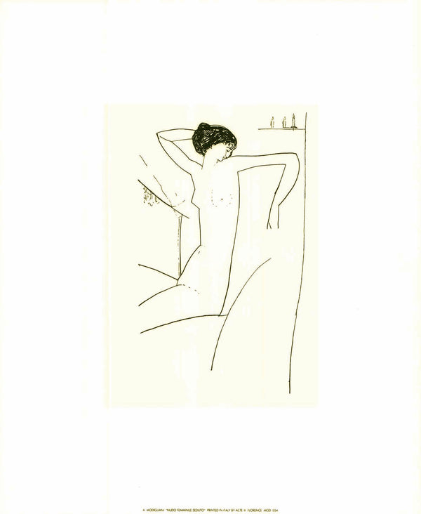 Female Nude Sitting by Amedeo Modigliani - 20 X 24 Inches (Silkscreen / Sérigraphie)