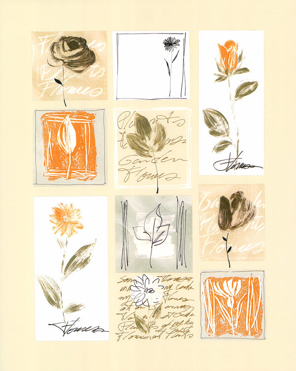 Patchwork Fleurs Graphiques I, 2000 by Jacques Morello - 16 X 20 Inches (Art Print)