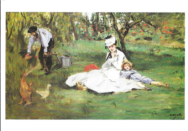 Monet's Family in their Garden by Edouard Manet - 4 X 6 Inches (10 Postcards)