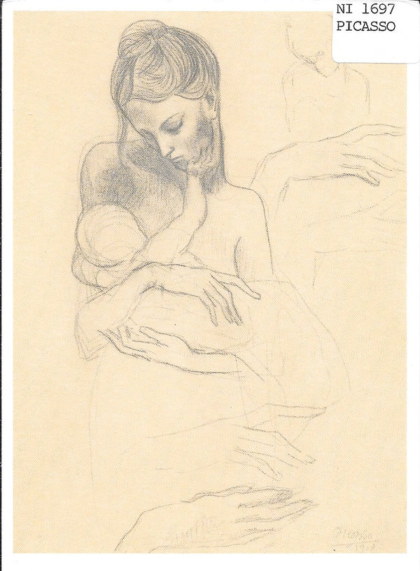 Mother and Child and Four Sketches of her Right Hand, 1904 by Pablo Picasso - 4 X 6 Inches (10 Postcards)