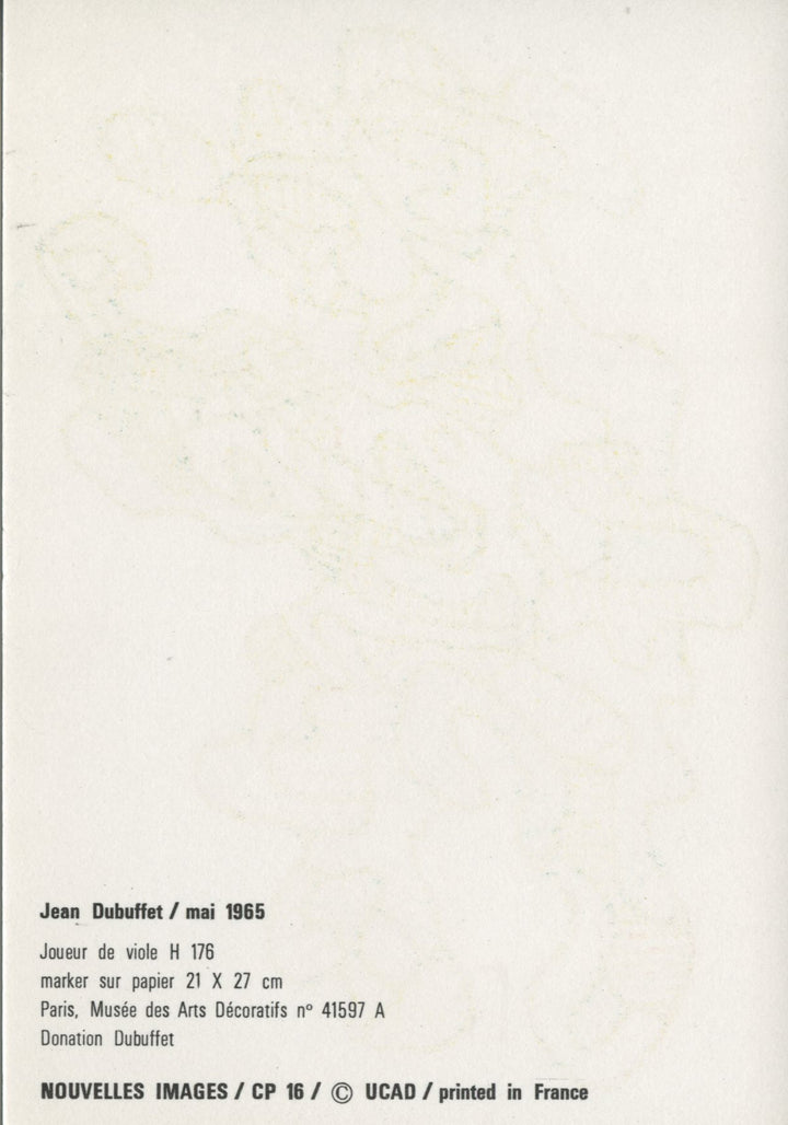 Joueur de Viole by Jean Dubuffet - 4 X 6 Inches (10 Postcards)