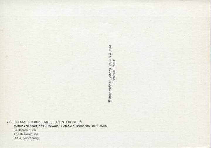 La Résurrection by Mathias Neithart - 4 X 6 Inches (10 Postcards)