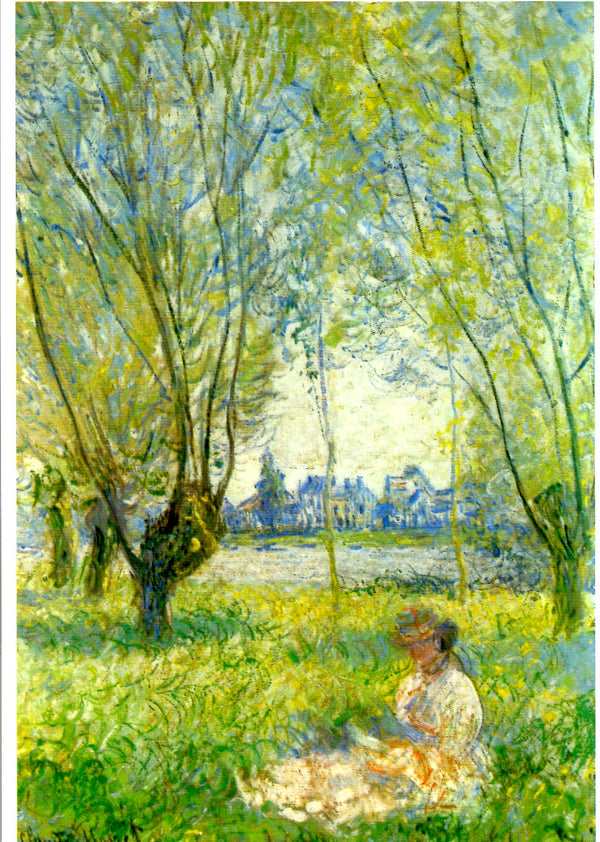 Jeune femme assise sous un saule, 1880 by Claude Monet - 4 X 6 Inches (10 Postcards)