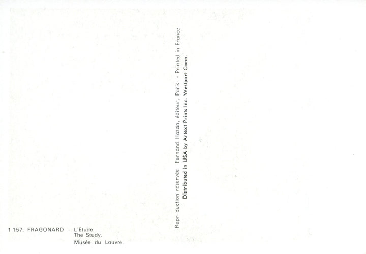 L'Etude by Fragonard - 4 X 6 Inches (10 Postcards)