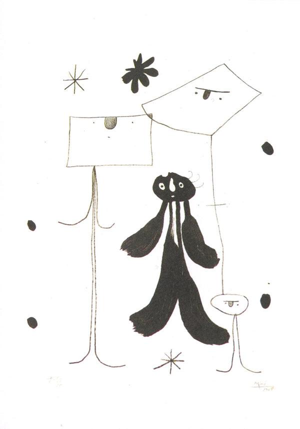 Les hommes by Joan Miro - 4 X 6 Inches (10 Postcards)