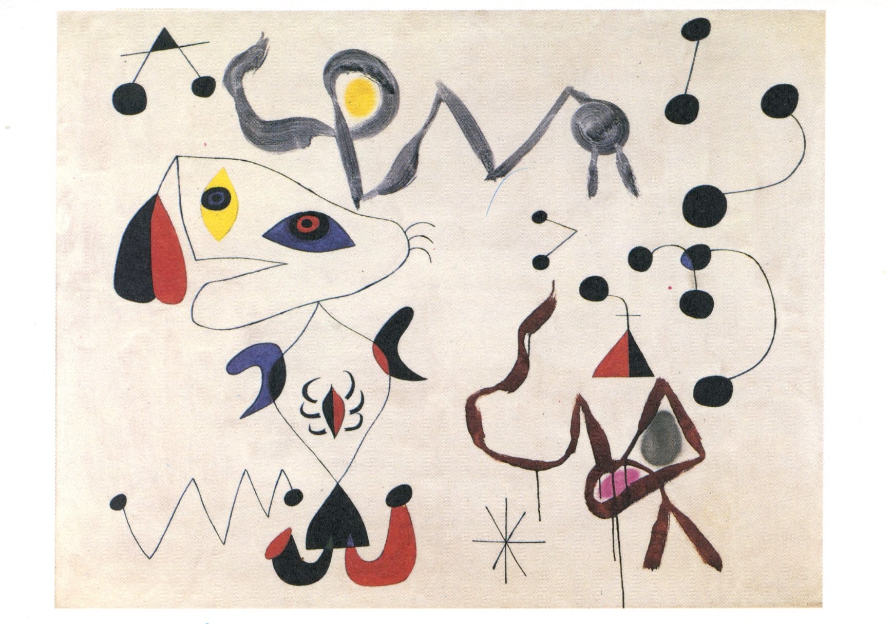 Miro Insects Femmes et oiseaux dans la nuit by Joan Miro - 4 X 6 Inches (10 Postcar ...
