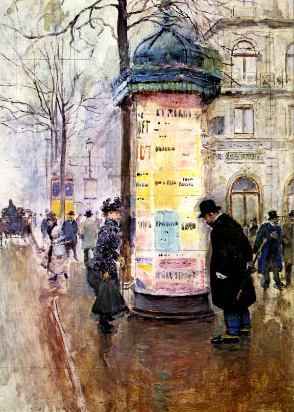 La Colonne Morris by Jean Béraud - 4 X 6 Inches (10 Postcards)