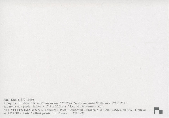 Sonorité Sicilienne by Paul Klee - 4 X 6 Inches (10 Postcards)
