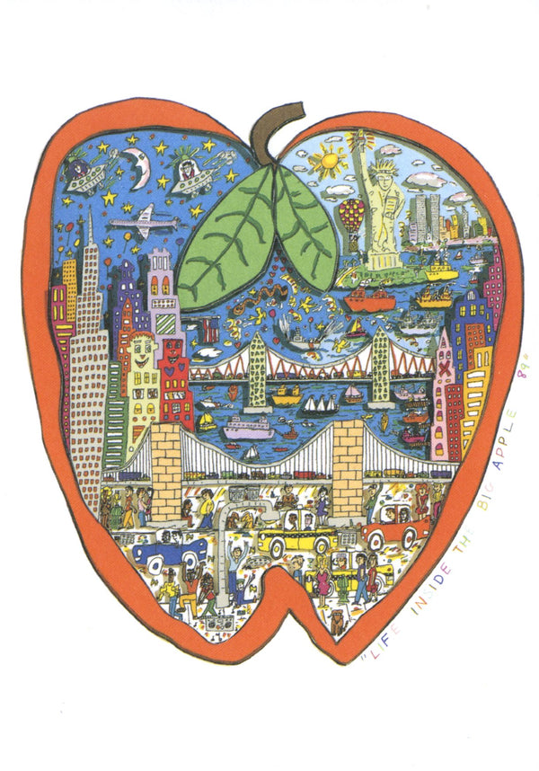 La vie dans "la grosse pomme" by James Rizzi - 4 X 6 Inches (10 Postcards)