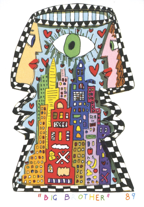 Big Brother, 1989 by James Rizzi - 4 X 6 Inches (10 Postcards)