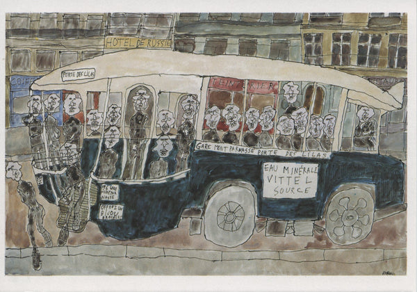 Autobus Gare Montparnasse, Porte des Lilas, 1961 by Jean Dubuffet - 4 X 6 Inches (10 Postcards)