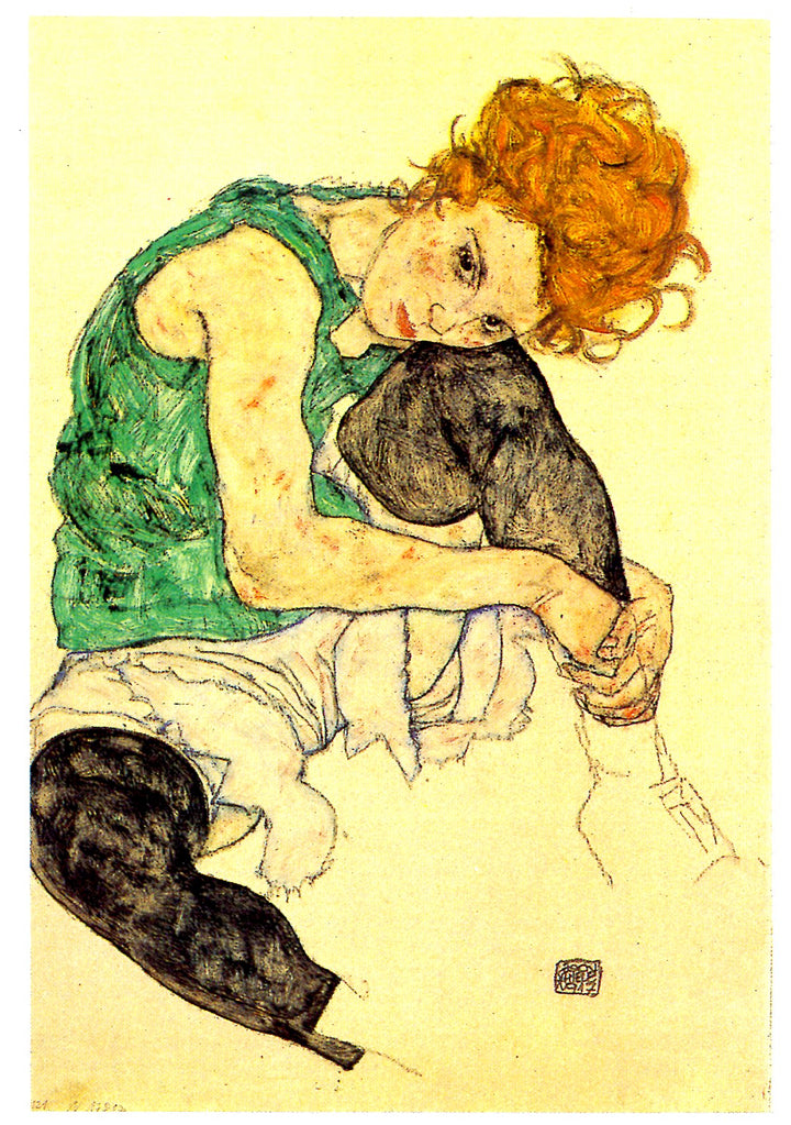 Femme Assise avec la Jambe Gauche Repliée by Egon Schiele - 4 X 6 Inches (10 Postcards)