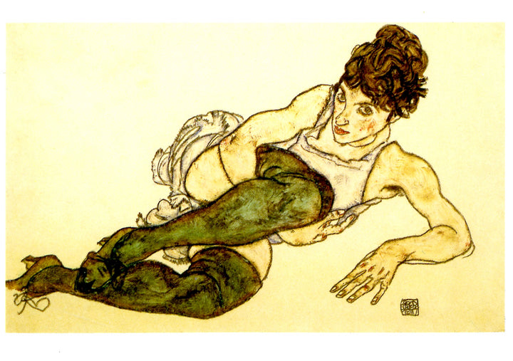 Femme Couchée aux Bas Verts by Egon Schiele - 4 X 6 Inches (10 Postcards)