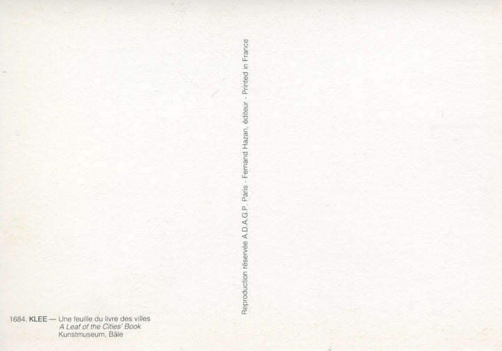 Une Feuille du Livre, des Villes by Paul Klee - 4 X 6 Inches (10 Postcards)