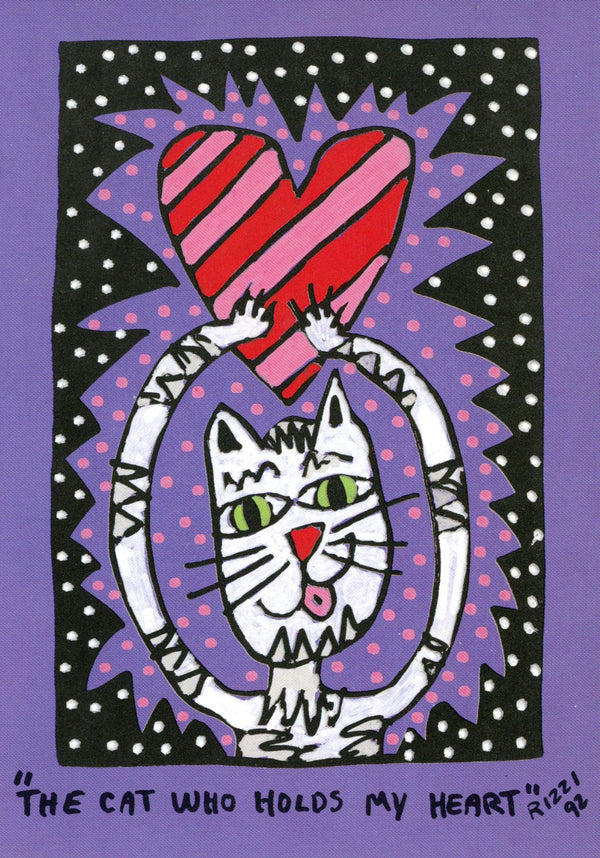 Le chat qui règne sur mon coeur by James Rizzi - 4 X 6 Inches (10 Postcards)