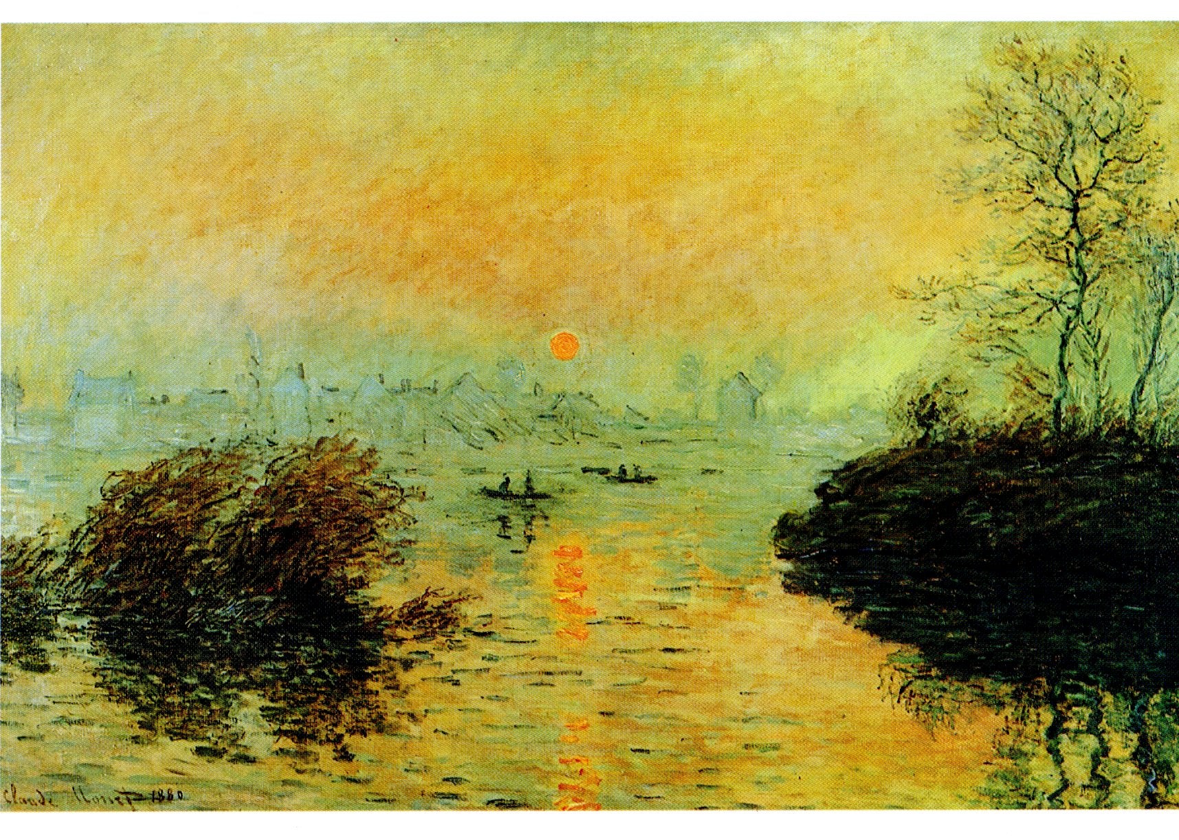 Soleil couchant à Lavacourt by Claude Monet - 4 X 6 Inches (10 Postcar ...