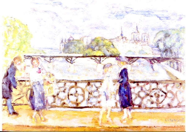 Personnages sur le pont du Carrousel à Paris by Pierre Bonnard - 4 X 6 Inches (10 Postcards)