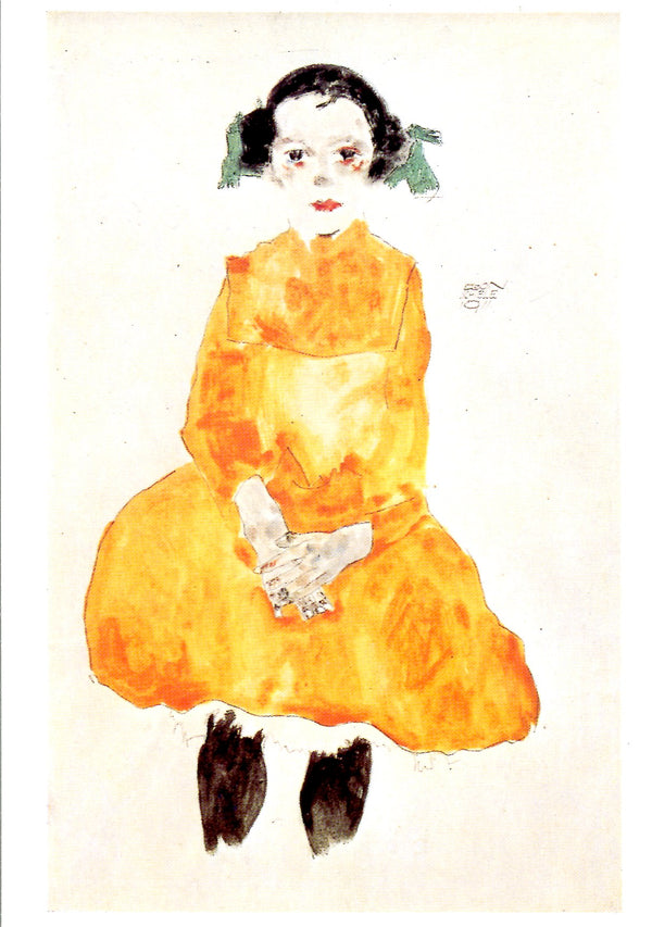 Petite Fille à la Robe Jaune, 1911 by Egon Schiele - 4 X 6 Inches (10 Postcards)