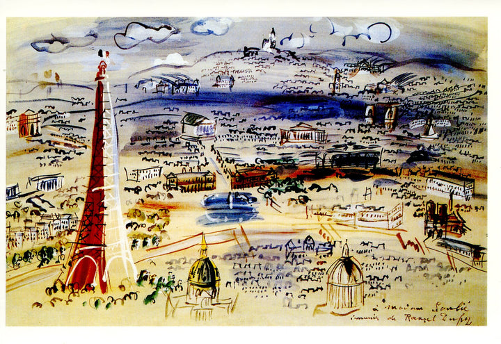 Vue de Paris, 1945 by Raoul Dufy - 4 X 6 Inches (10 Postcards)
