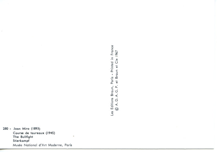Course de taureaux by Joan Miro - 4 X 6 Inches (10 Postcards)