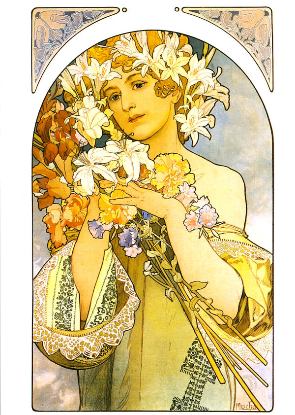 La Fleur by Alphonse Mucha - 4 X 6 Inches (10 Postcards)