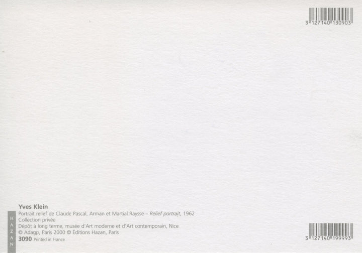 Portrait Relief de Claude Pascal, Arman et Martial Raysse by Yves Klein - 4 X 6 Inches (10 Postcards)