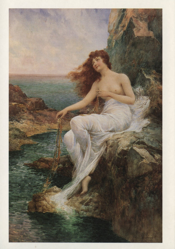 Nymphe de Mer Assise sur un Rocher by Alfred Augustus Glendenning - 4 X 6 Inches (10 Postcards)