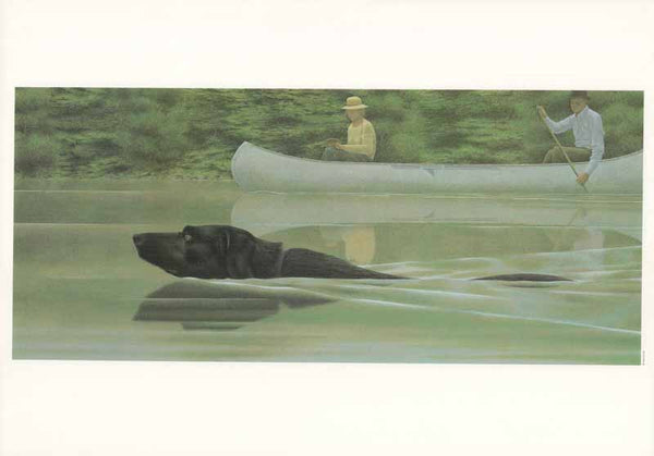 Swimming Dog and Canoe, 1979 by Alex Colville - 11 X 16 Inches (Lithograph Print)
