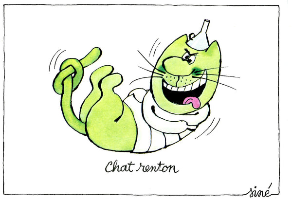 Chat Renton by Siné - 4 X 6 Inches (10 Postcards)