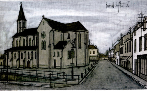 Eglise, 1955 by Bernard Buffet - 4 X 6 Inches (10 Postcards)