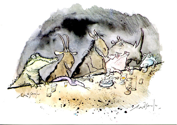 Au Bar by Ronald Searle - 4 X 6 Inches (10 Postcards)