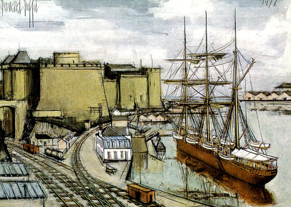 Brest, le château et le navire-école, 1972 by Bernard Buffet - 4 X 6 Inches (10 Postcards)