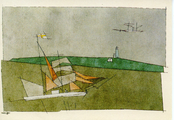 Deux Bateaux et un Phare by Feininger - 4 X 6 Inches (10 Postcards)